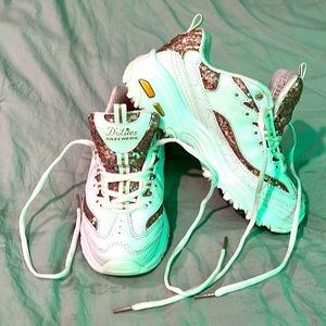 Sketchers D’Lites Gold and white Sequined